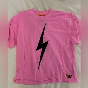 Aviator Nation Cropped Pink Tee